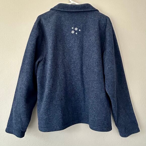 Christmas teddy bear full zip fleece shirt ugly sweater embroidered holiday XL - Picture 8 of 11